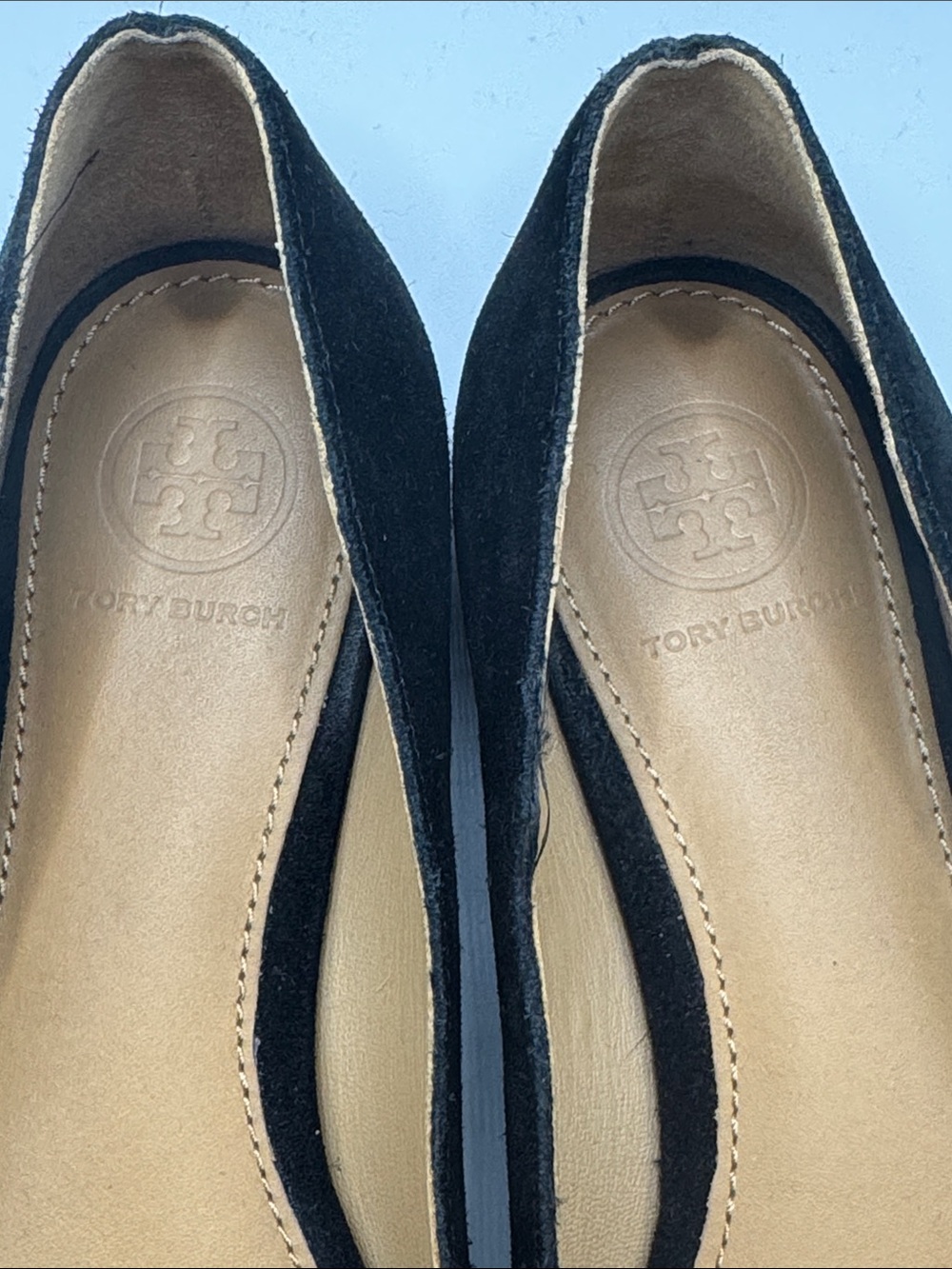 Tory Burch Black Suede Loafers with Gold Hardware - Picture 5 of 6
